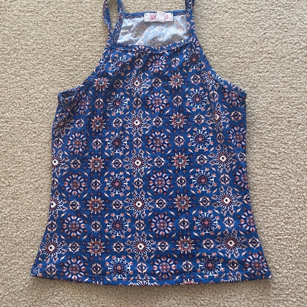 tribal print blue crop top